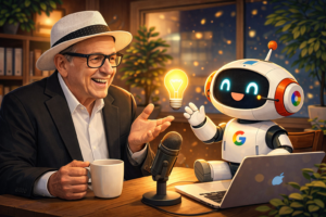 Robot having an unexpected conversation with Bud Kraus.